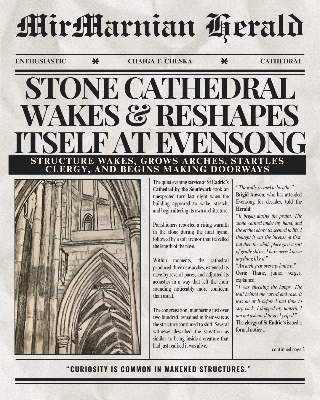 MirMarnian Herald: Stone Cathedral Wakes &amp; Reshapes Itself at Evensong!
