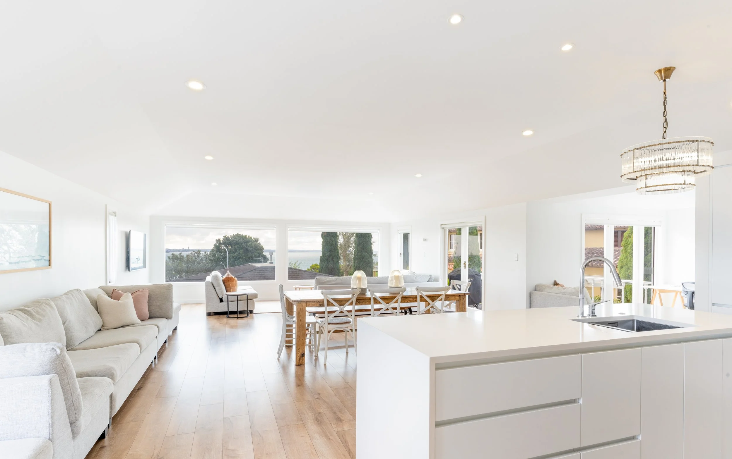 Open plan kitchen, dining and living area