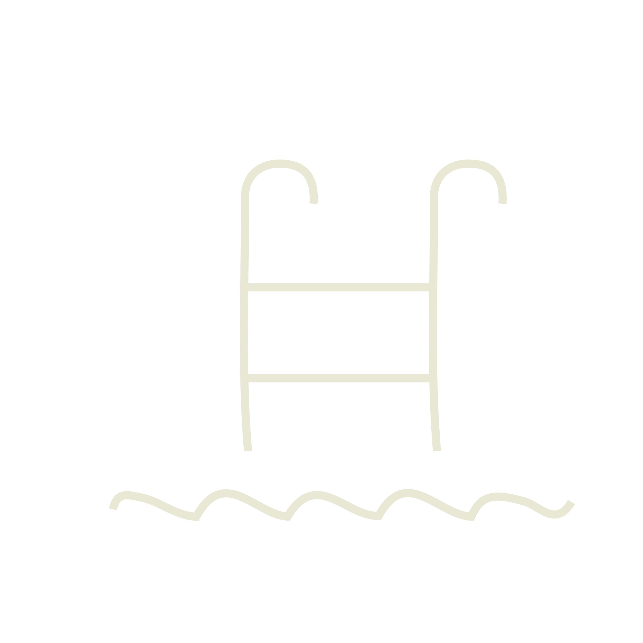 Outline of a swimming pool ladder on water with a black background.