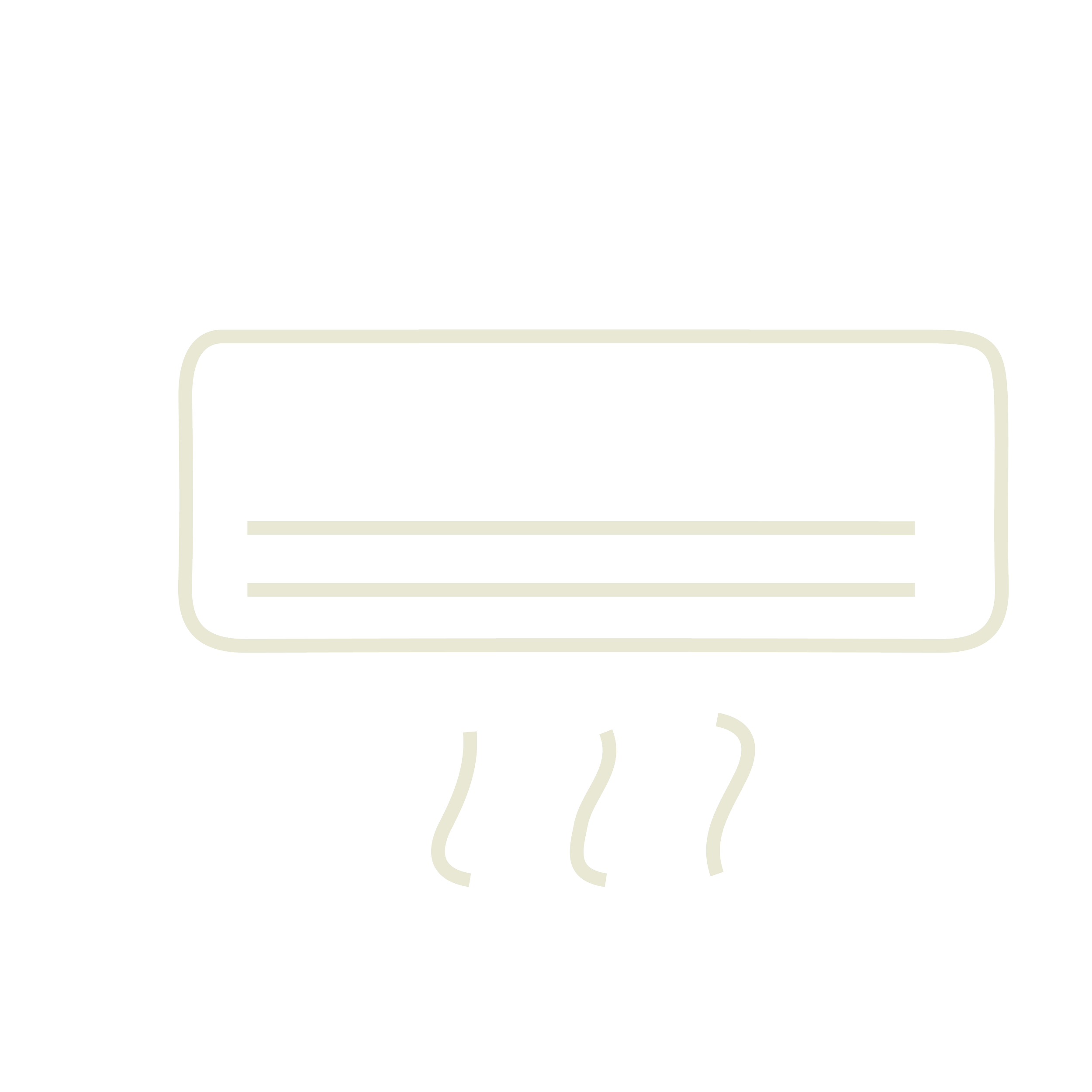 Simple line drawing of an air conditioner with three wavy lines below indicating cool air.