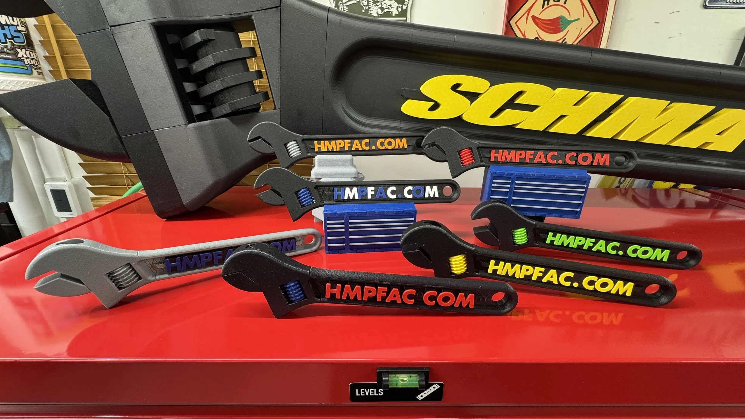 Full HMPFAC wrench lineup size comparison on toolbox