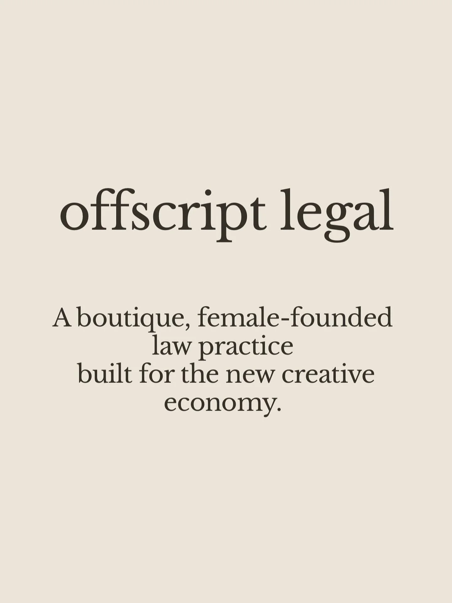 Offscript Legal is live 🎬 A media &amp; entertainment law practice for creatives, artists, and new age entrepreneurs&hellip; by someone who gets it