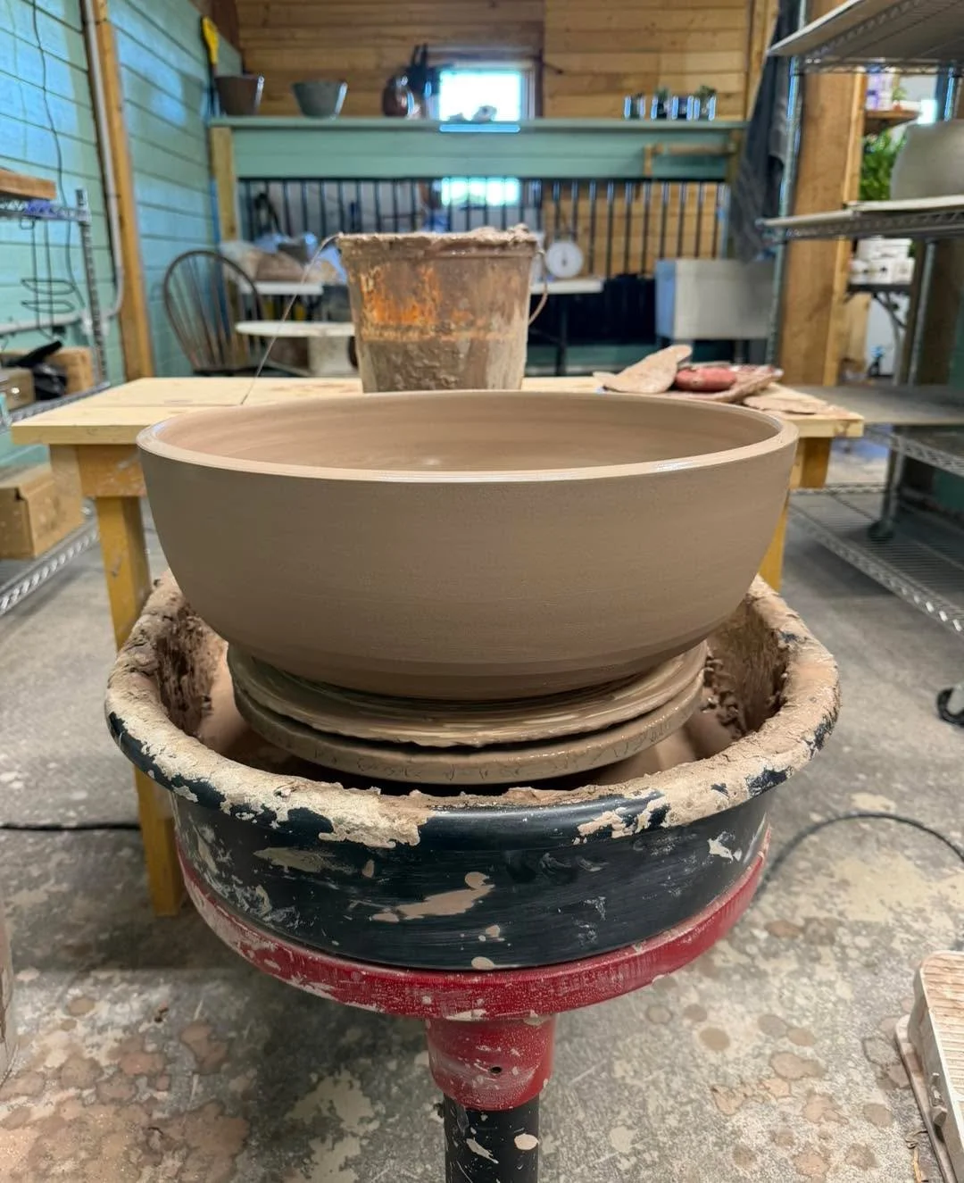Check out this monster… 25 lbs of clay there! 
#pottery #potterystudio #potterylife #potterybowl #potterybowls