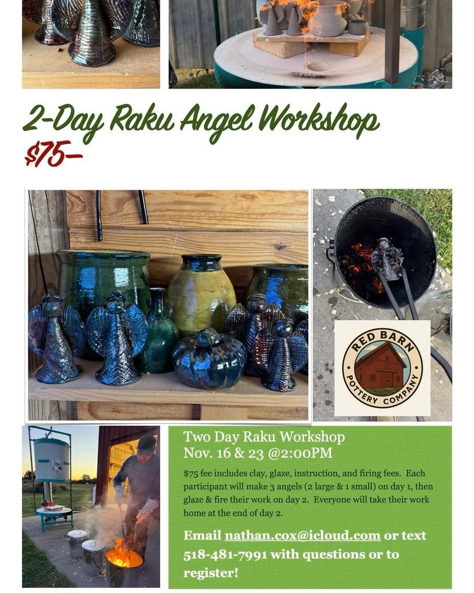 Please share!

Make your own raku angels!  November 16 &amp; 23.  Details in flyer. 

#redbarnpotteryco