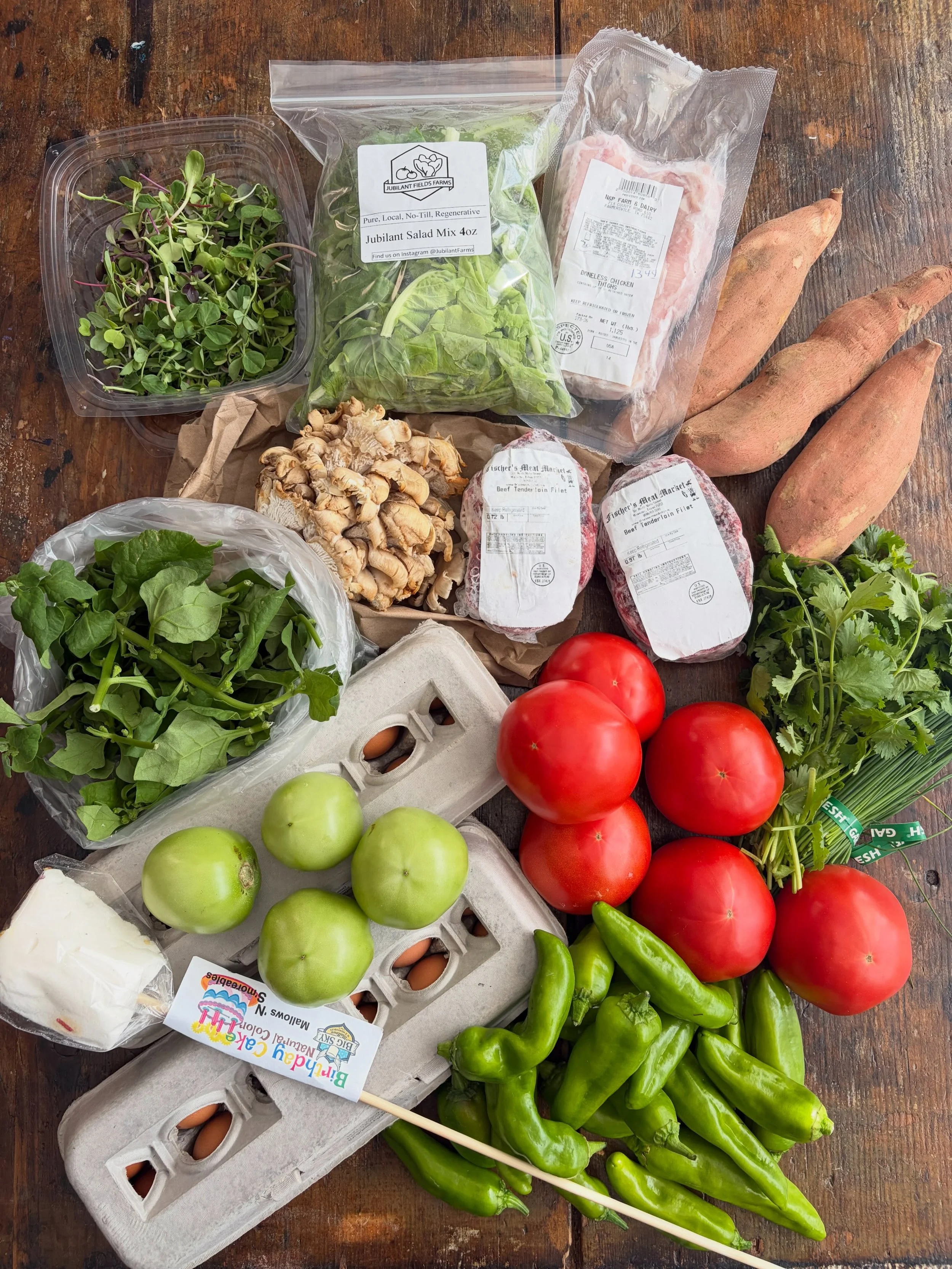 My farmers market haul for the week! Farms are tagged 😍 #farmersmarket #eatlocal