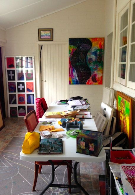 Table set up for a studio based private art group