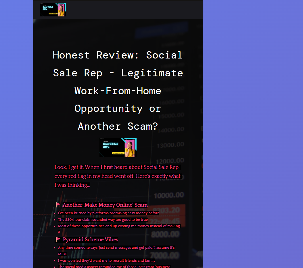 Social Sale Rep Landing page