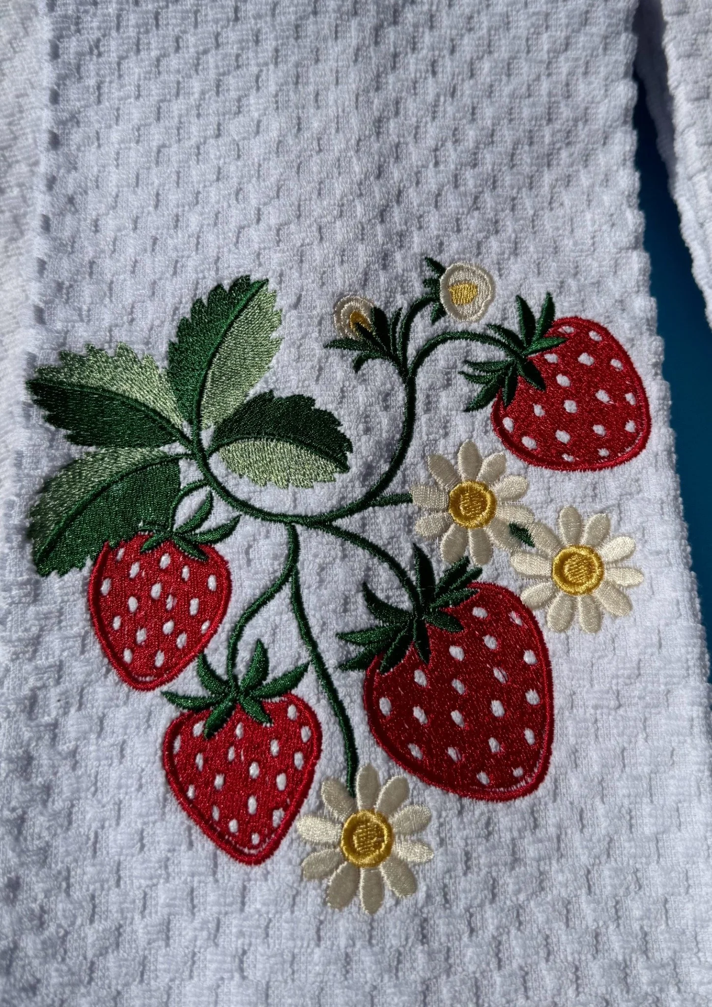 Hand Embroidered Strawberry Towel – Farmhouse Kitchen & Cottage Garden Decor