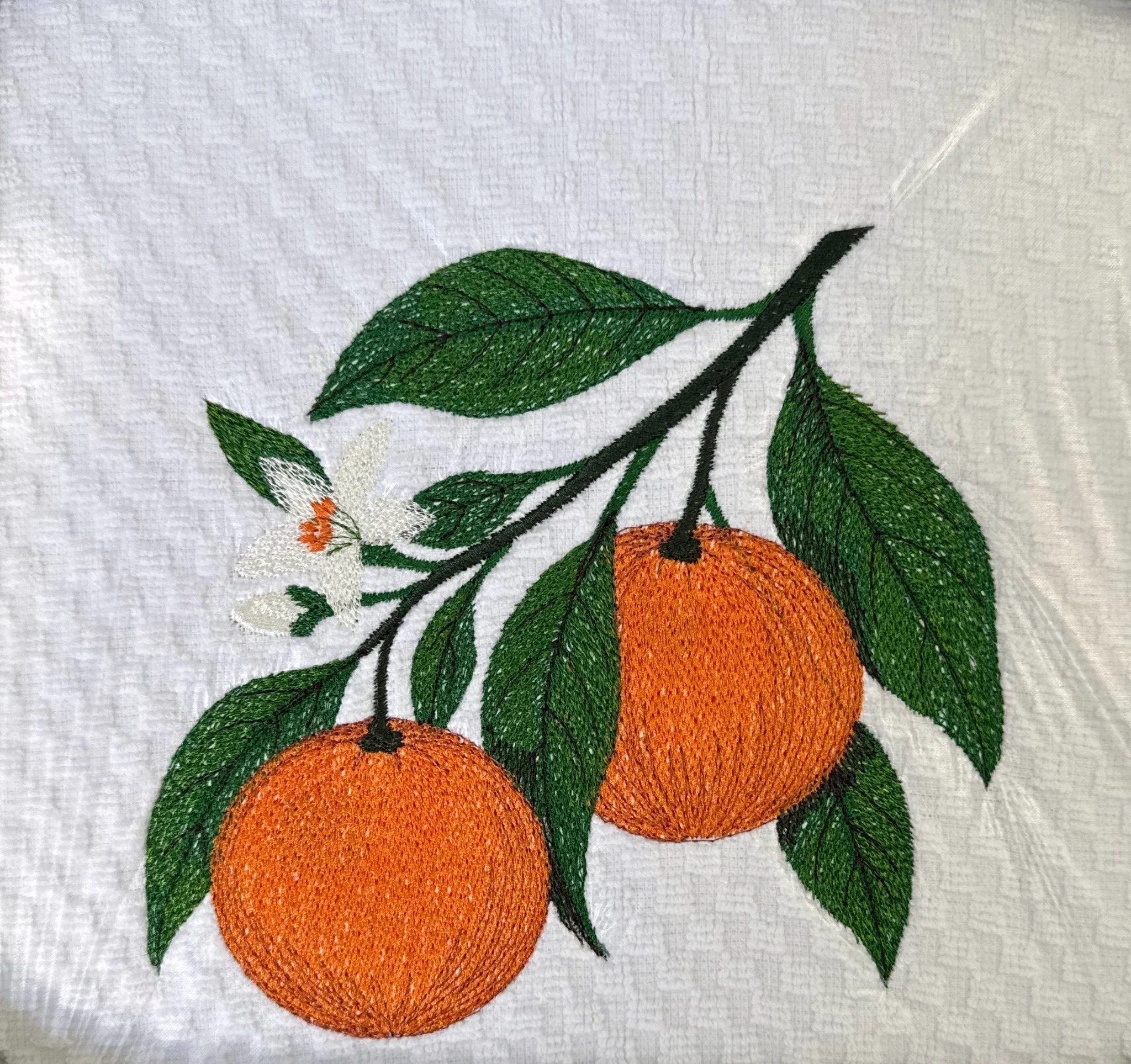 Hand Embroidered Orange Tree Towel – Citrus Kitchen Decor & Florida Inspired Home Accent
