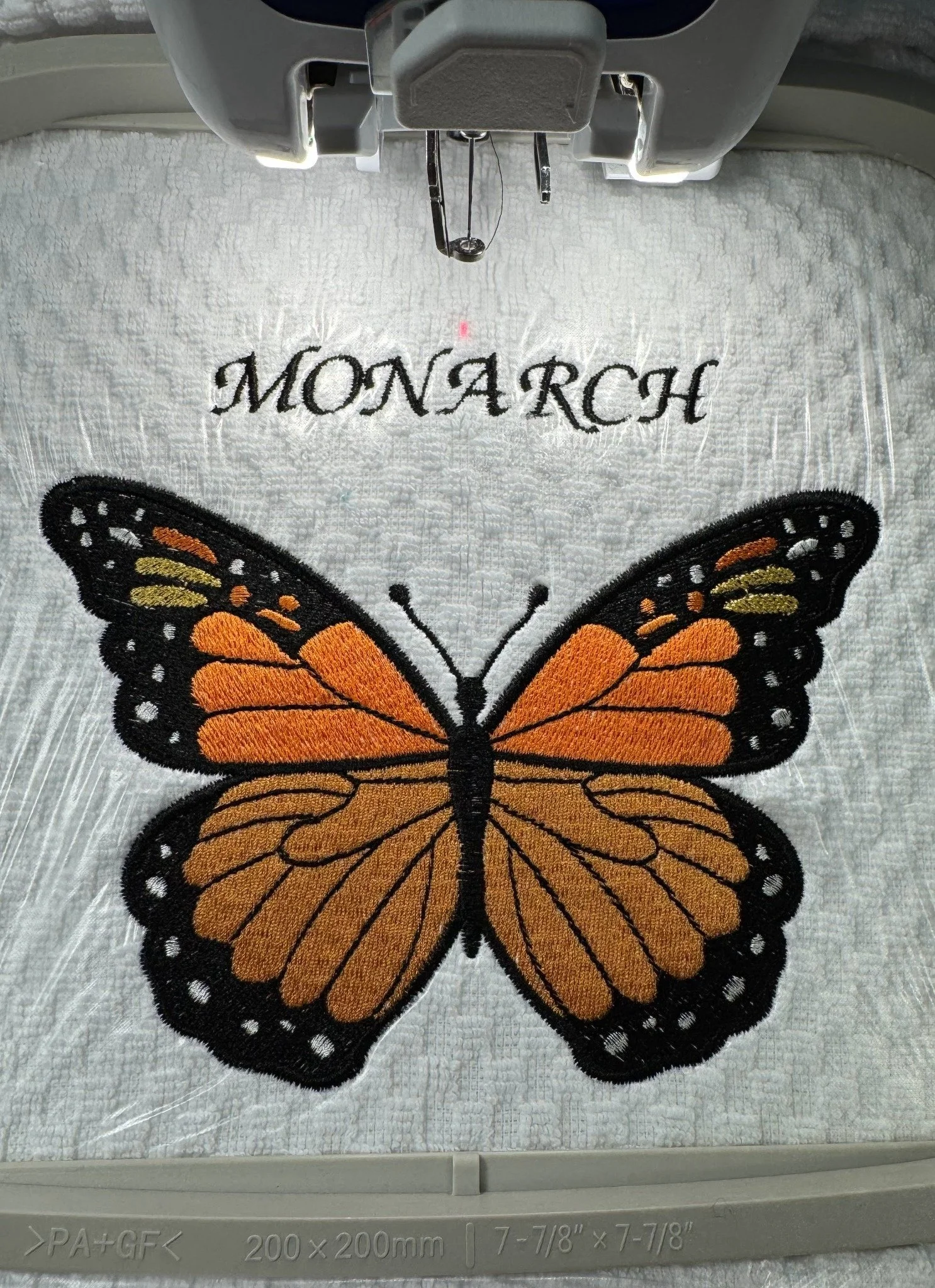 Hand Embroidered Monarch Butterfly Towel – Nature-Inspired Kitchen & Garden Bathroom Decor