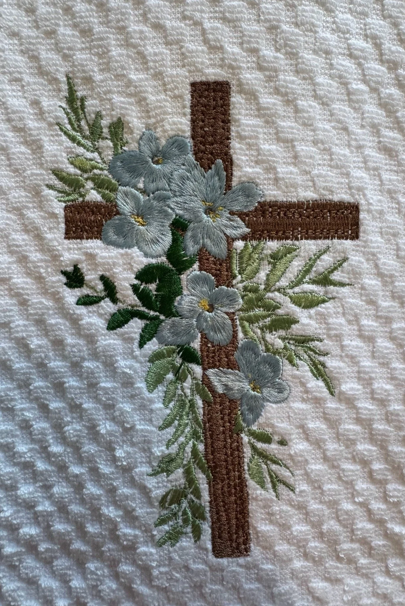 Hand Embroidered Floral Cross Towel – Christian Kitchen Decor & Faith Inspired Home Accent