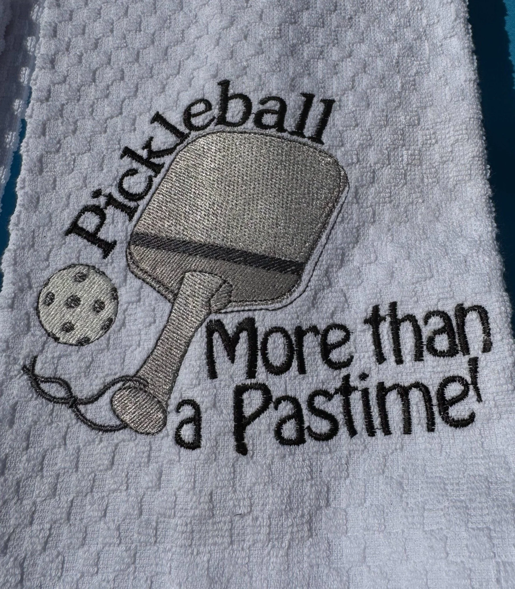 Hand Embroidered Pickleball Towel – Funny Sports Kitchen Decor for Pickleball Lovers