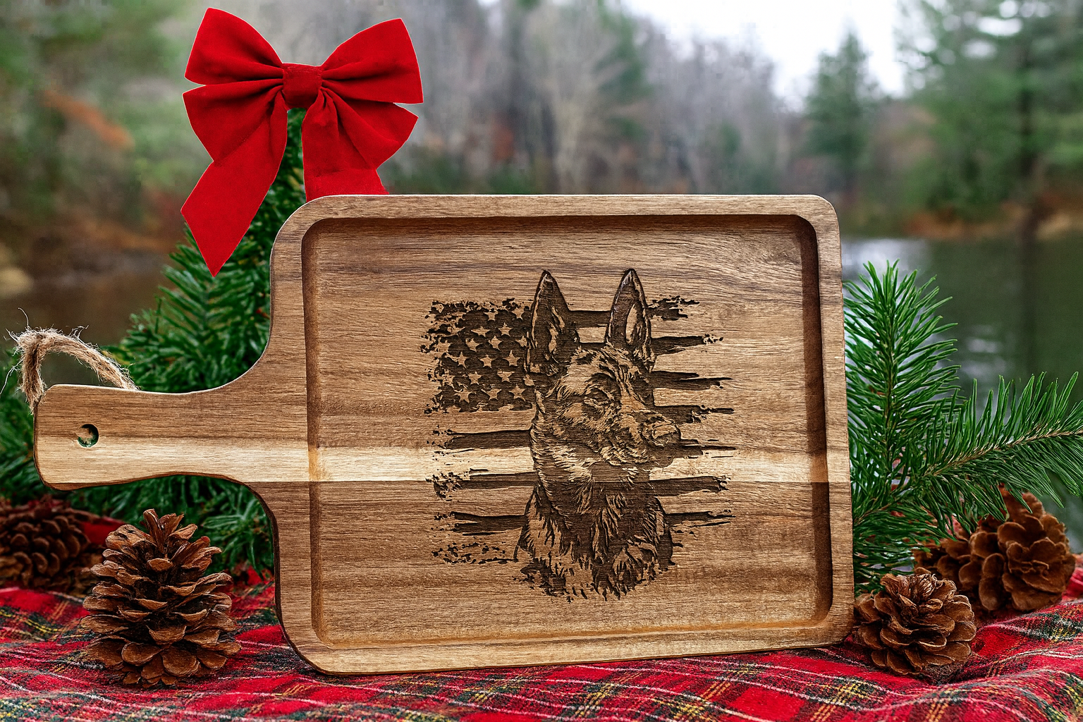 🇺🇸 Belgian Malinois Patriotic Serving Board