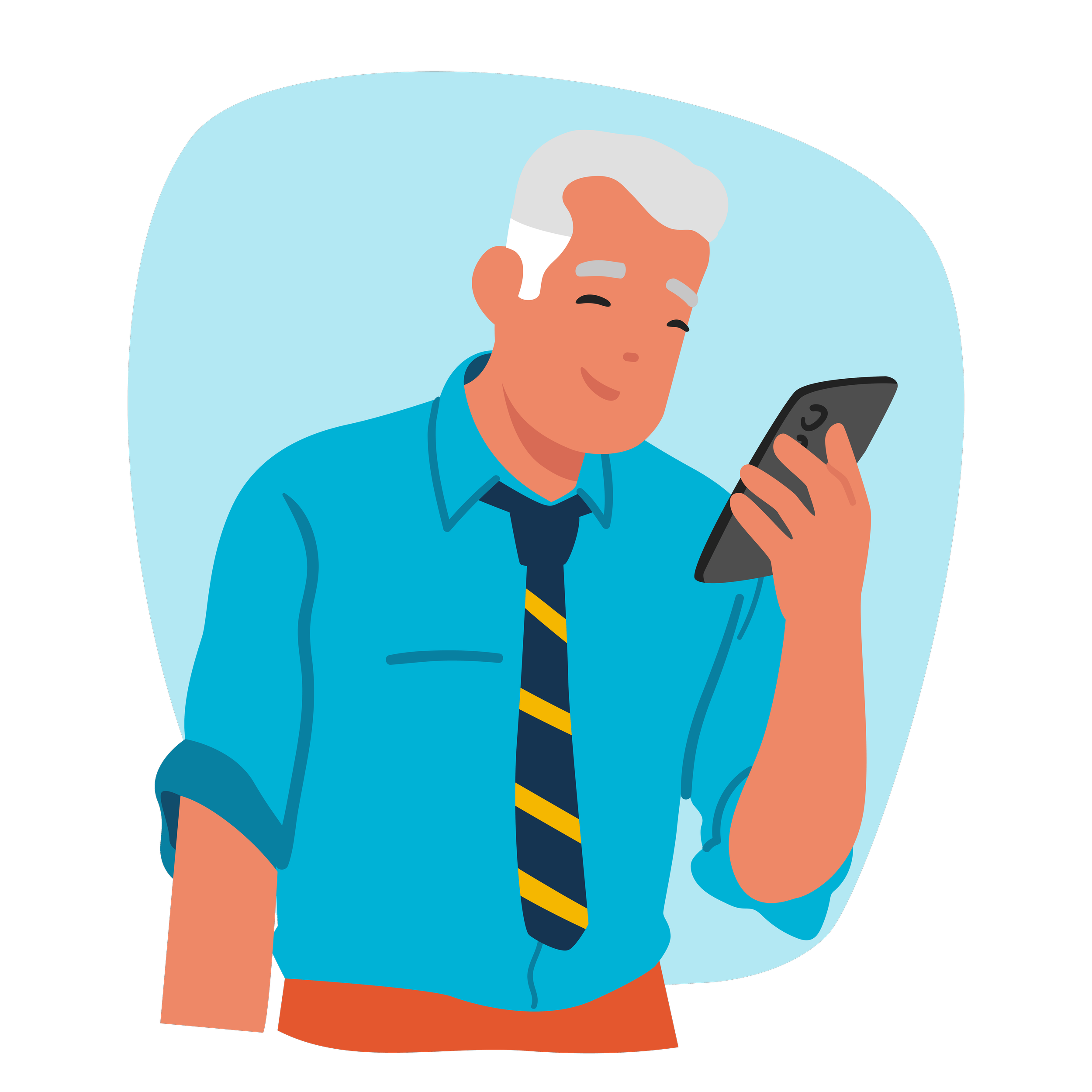 Older man in a shirt and tie looking at his phone