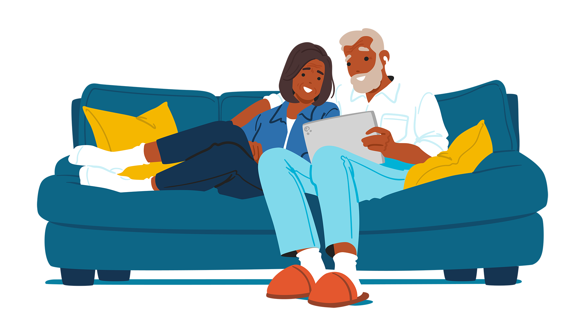 Couple reviewing their coverage options together at home.