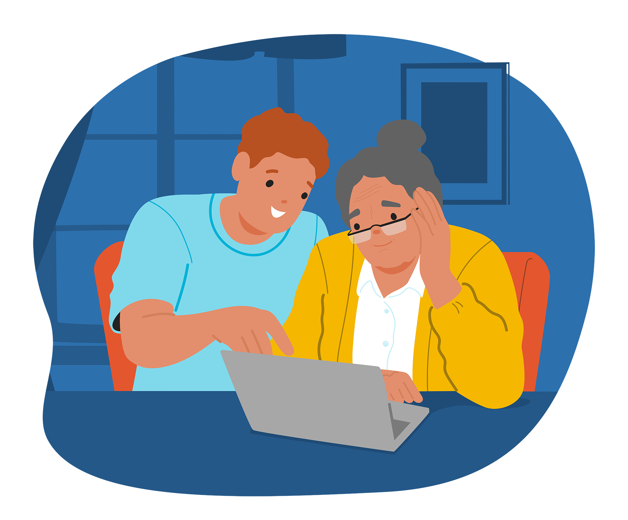 Two people comparing health plan options on a laptop.