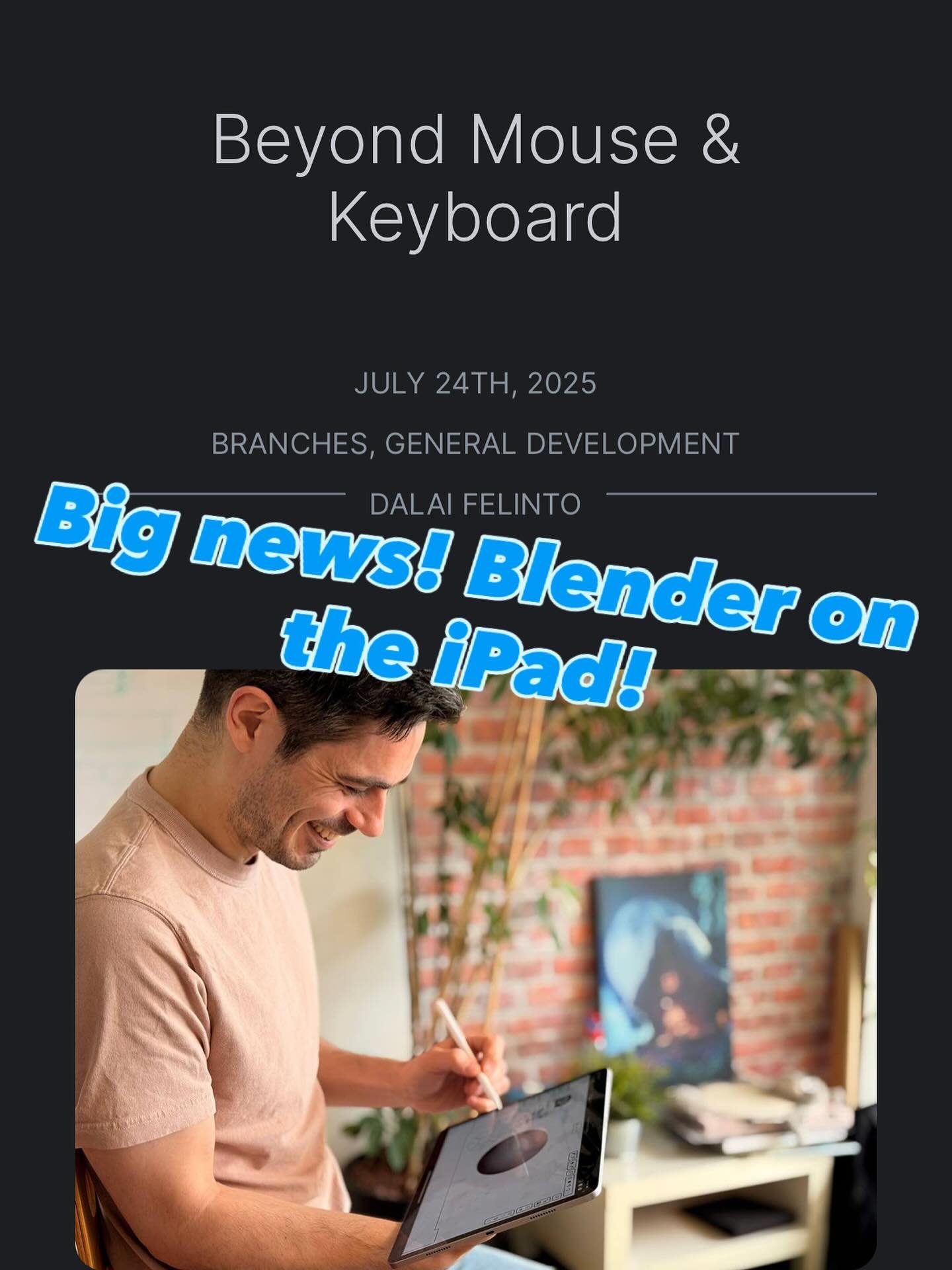 Okay I’ve been waiting for news like this for a very long time! #blender #3dmodeli̇ng #apple #appleipad #ipad