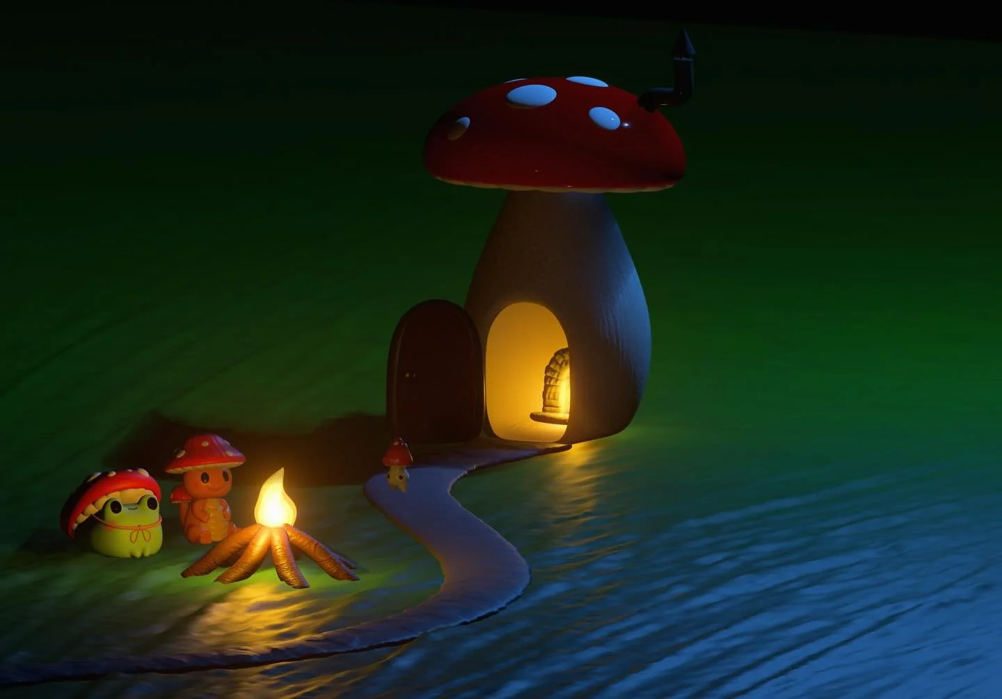 The gathering, a small little scene I created #nomadsculpt #3dmodel #3dmodelling #mushrooms