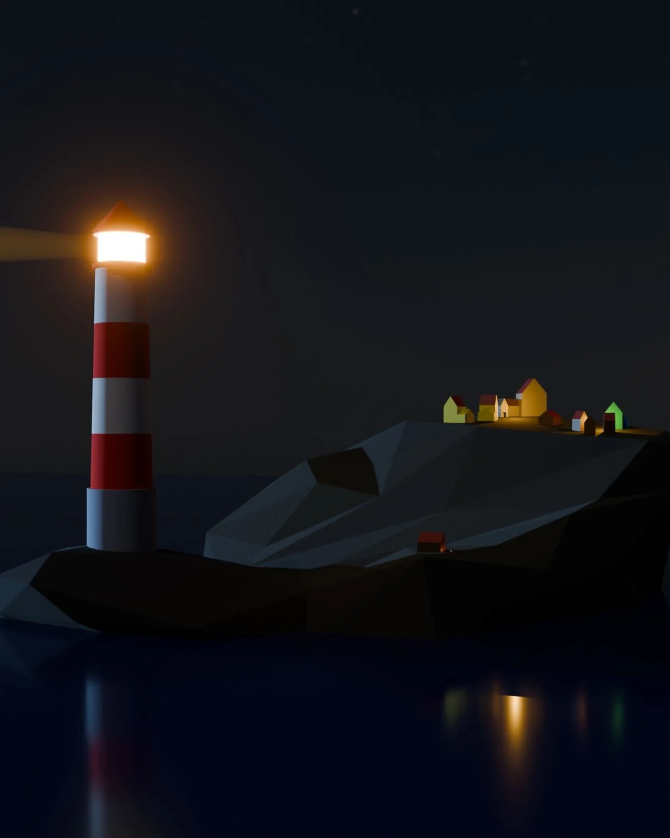 Just a cute little lighthouse scene in blender! #blender #lighthouse #sea #lowpoly