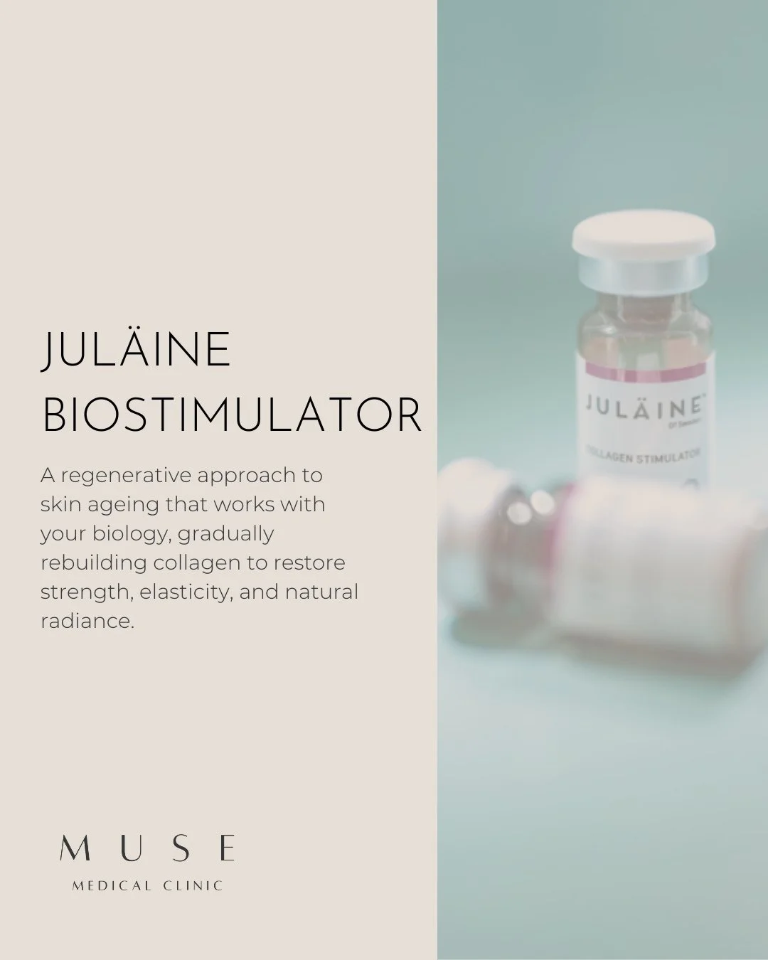 JUL&Auml;INE&trade; is not about instant change, it&rsquo;s about long-term skin strength.⁠
⁠
This advanced biostimulatory injectable works by stimulating your skin&rsquo;s own collagen production, gradually improving firmness, elasticity, and skin q