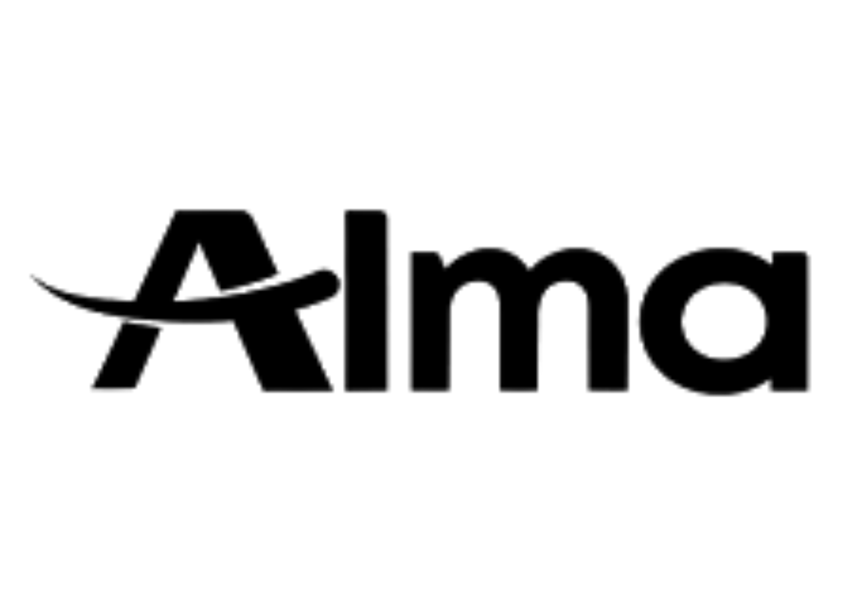 Alima logo in black text with a stylized letter A that has a swoosh through it.