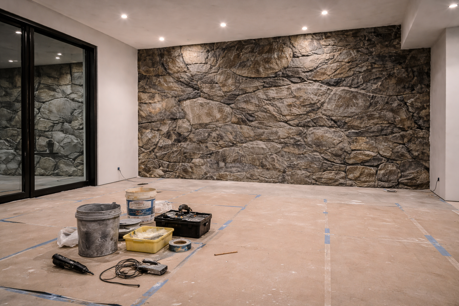 grotto rock livingroom featurewall final stages.png