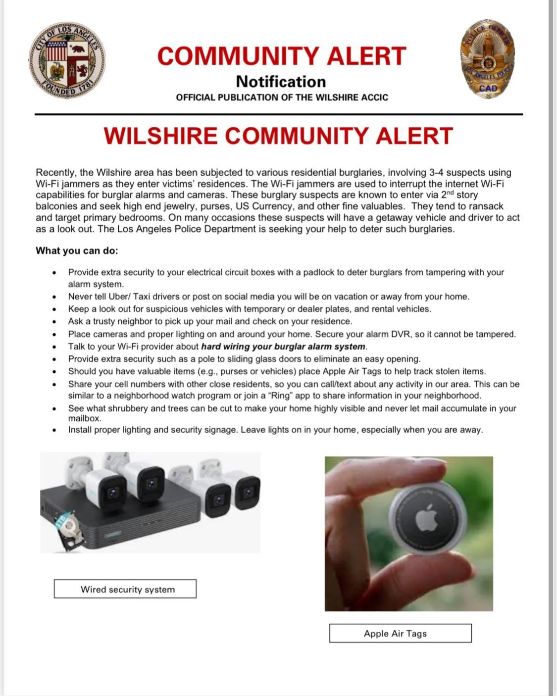 Wilshire Community Alert