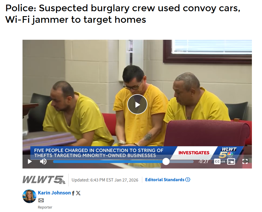 Coordinated Crime Gang used High-Power Wi-Fi Jammers in Thefts