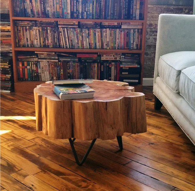 raw finish coffee table