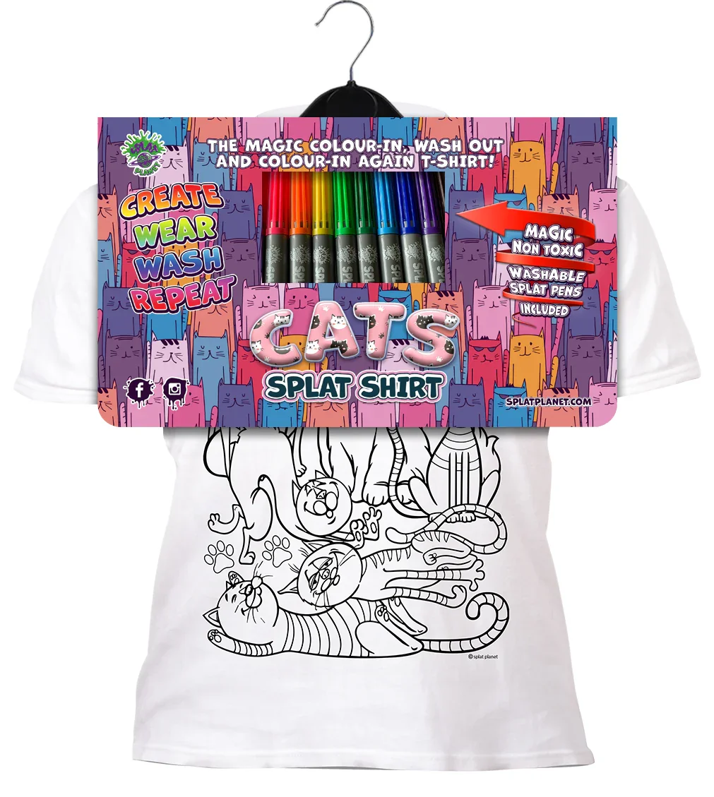 Draw Your Own T-Shirt Set - Kitty Cats- Markers & Rewashable Shirt