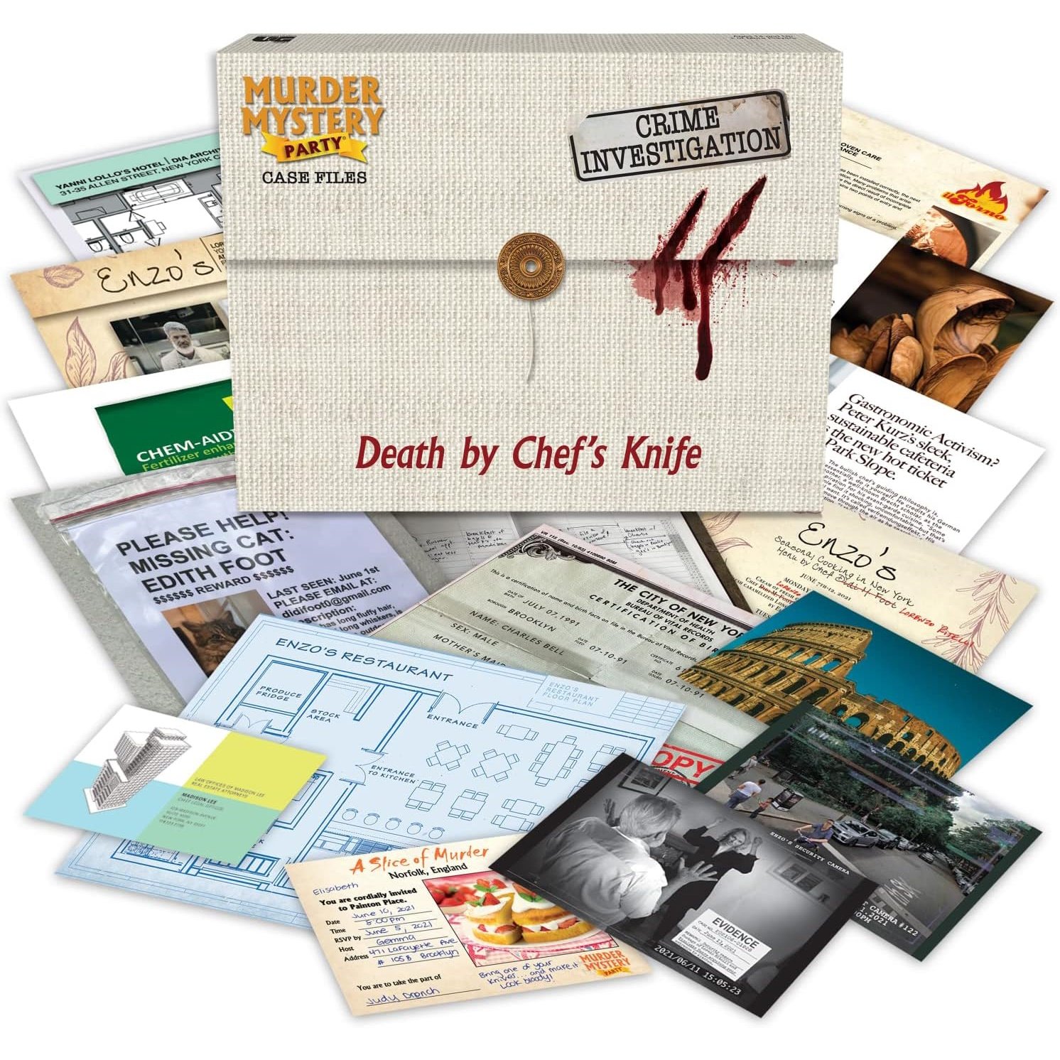 Murder Mystery Party Game "Death by Chef's Knife"