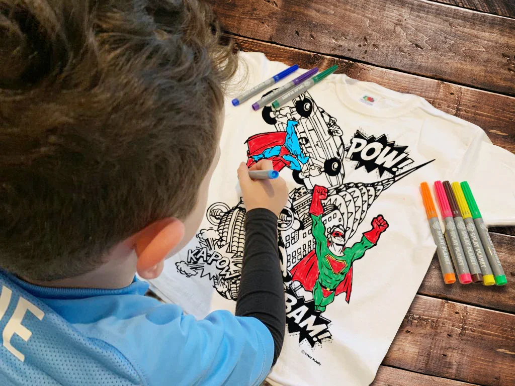 Draw Your Own T-Shirt Set - Superheroes - Markers & Rewashable Shirt