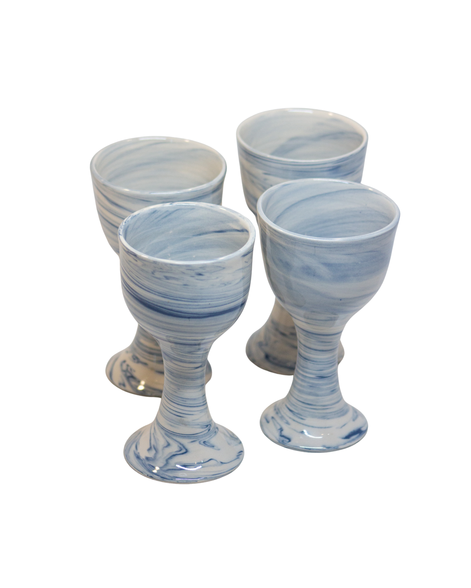 set of 4 hand made ceramic wine glasses  All This And