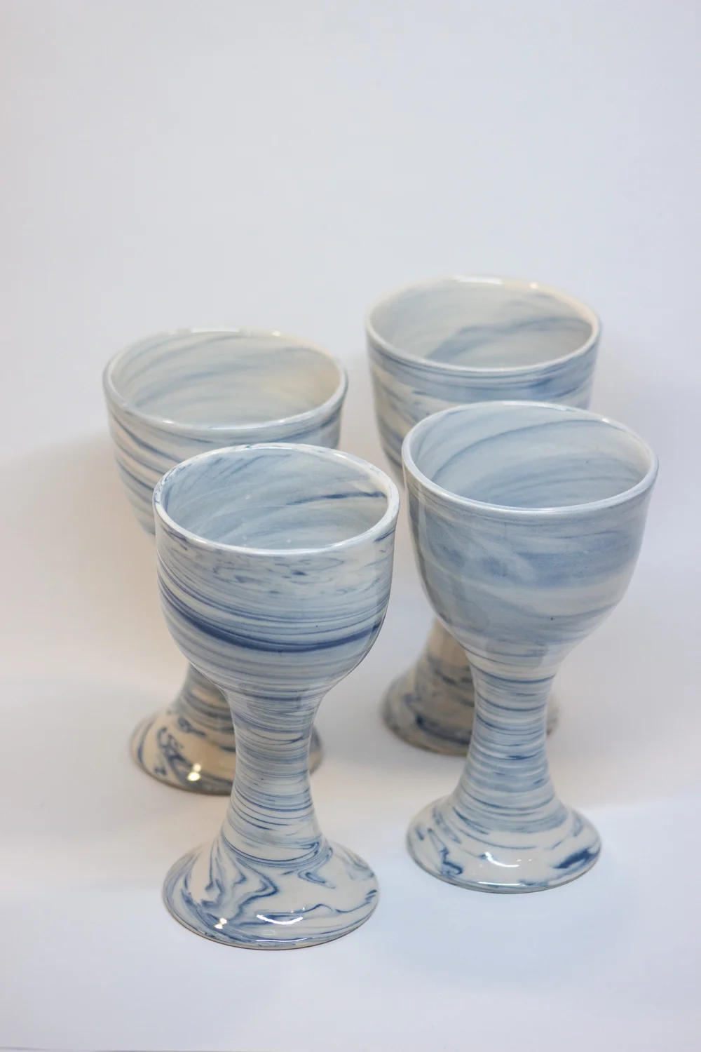 set of 4 hand made ceramic wine glasses  All This And