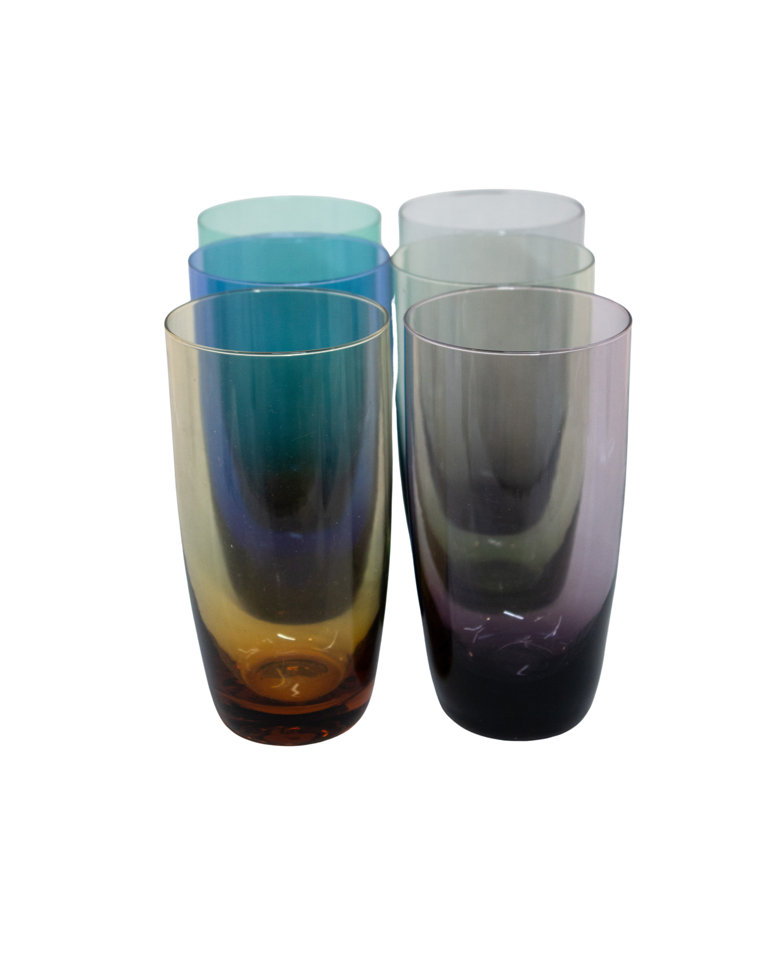 set of 6 colored collins glasses