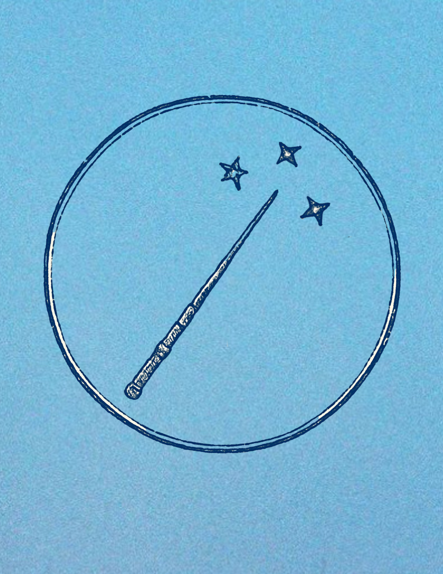 Drawing of a thermometer with three stars near it, against a blue background.