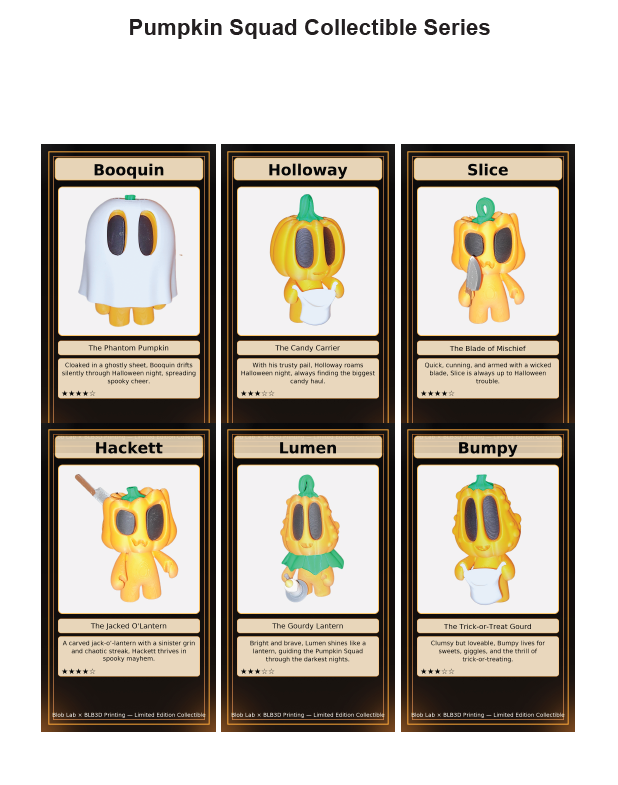 Pumpkin Squad - Complete Set (All 6 Collectibles) - BLB3d Printing
