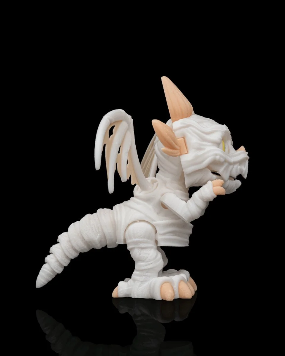 Charming Mummy Creature Figurine | Poseable 3D Printed Dragon Figure - BLB3d Printing