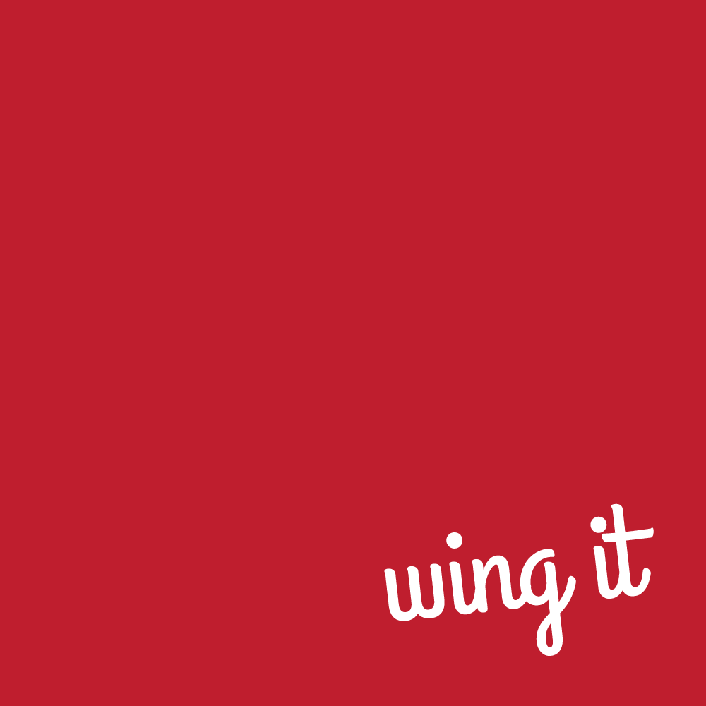 Red square with white text that says "wing it" in the bottom right corner.