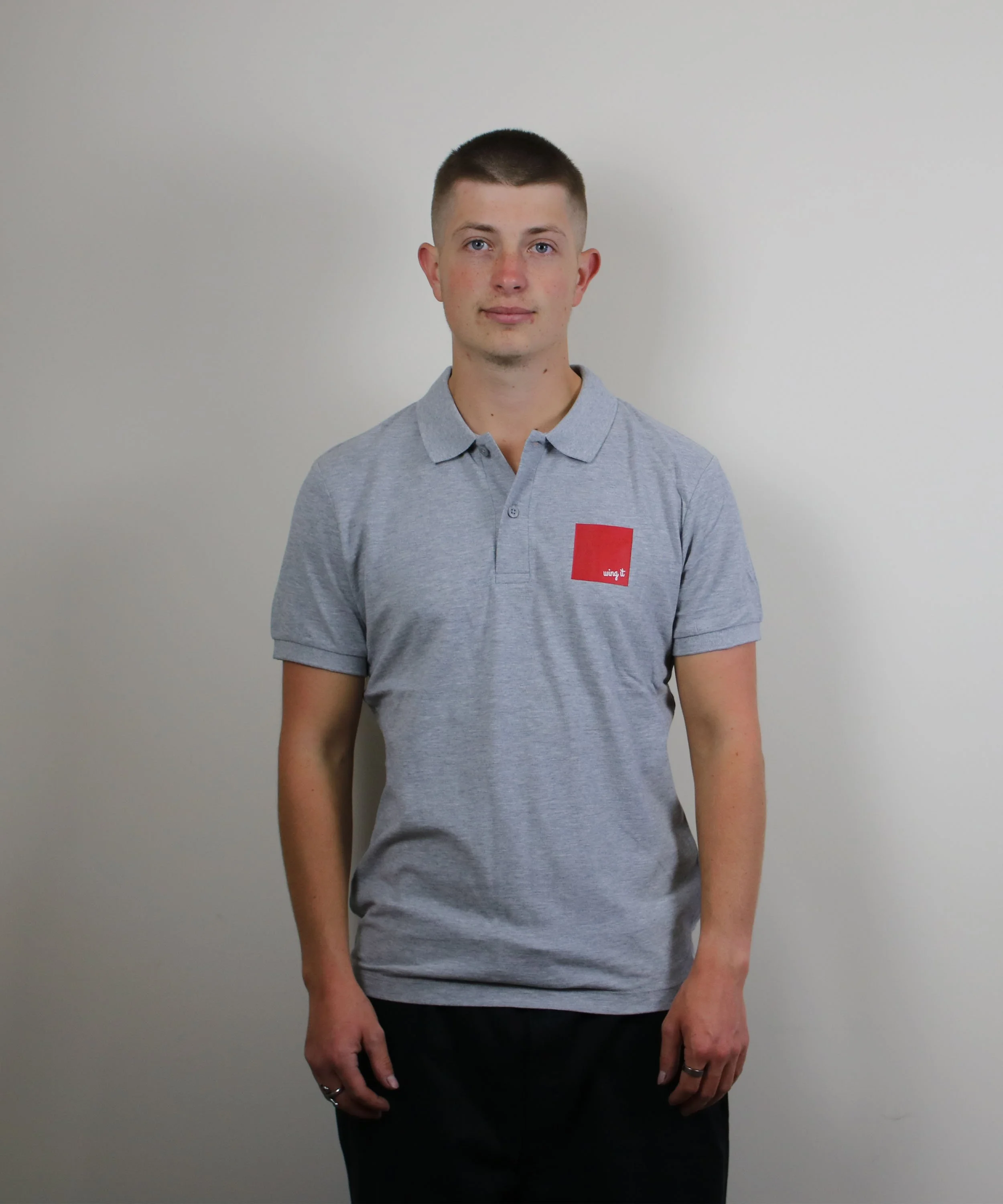 Men's Fitted Wing It Polo - Heather Grey