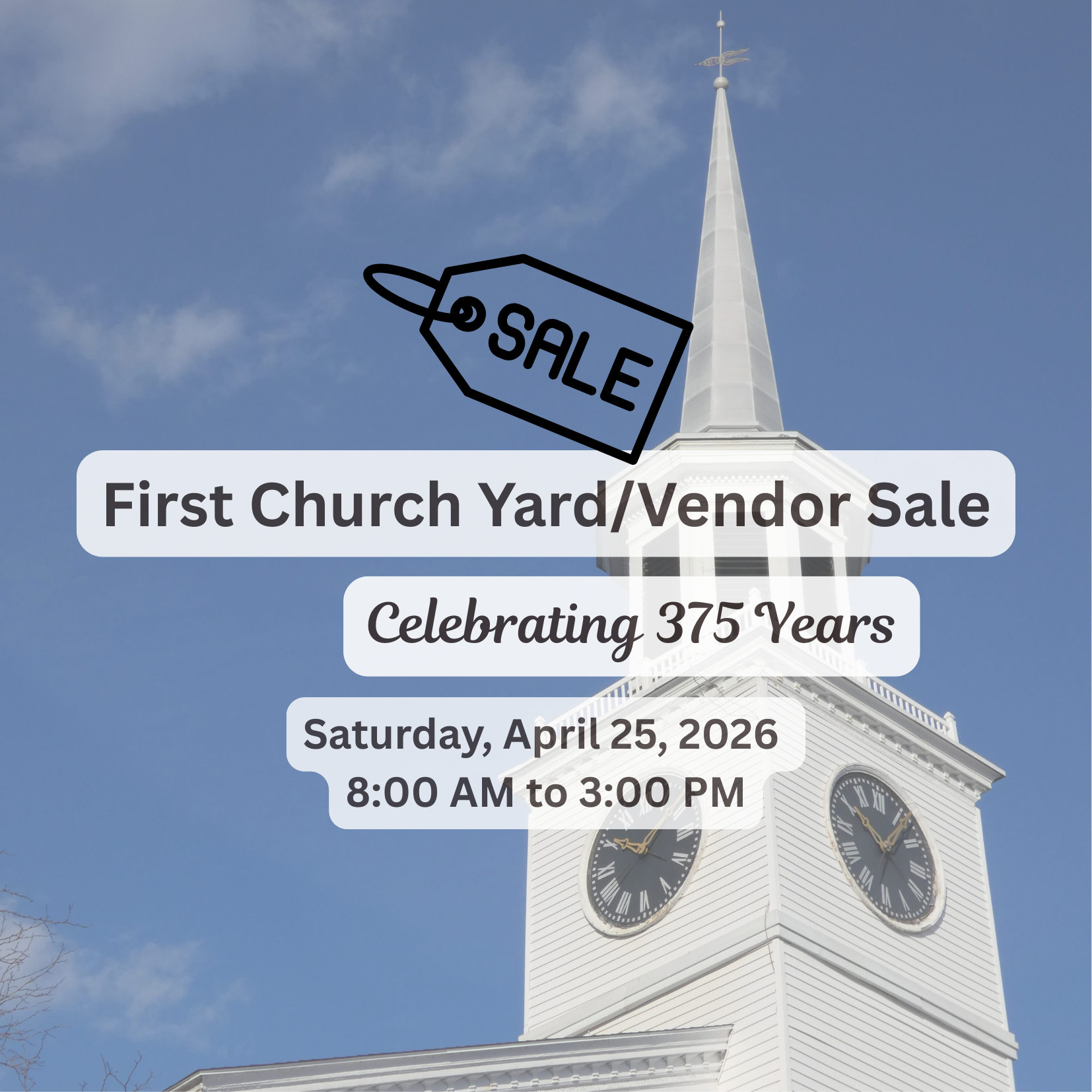 375th Anniversary | Yard/Vendor Sale