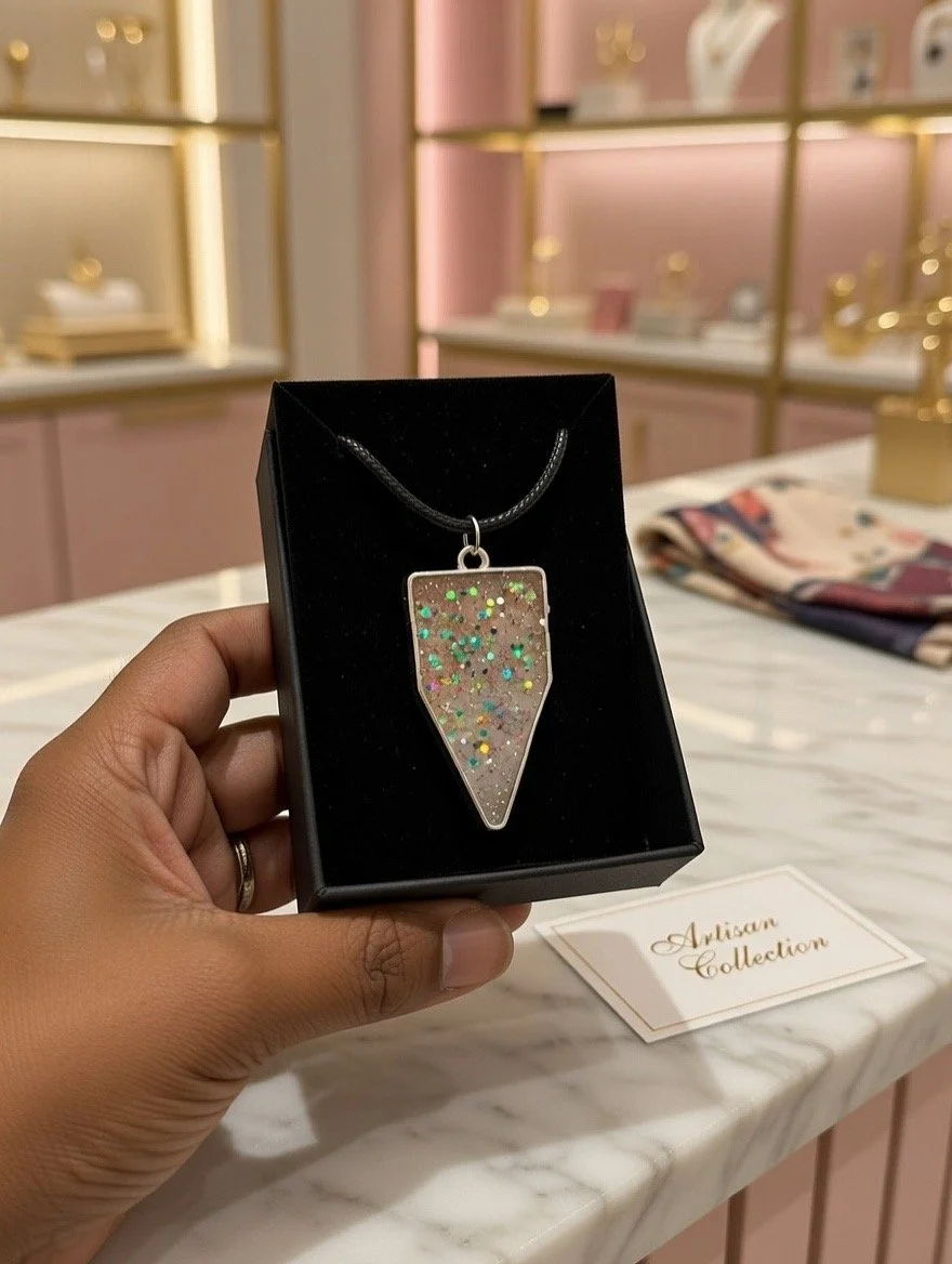 Ethereal Prism Resin Pendant Necklace – Artisan Sparkle Collection