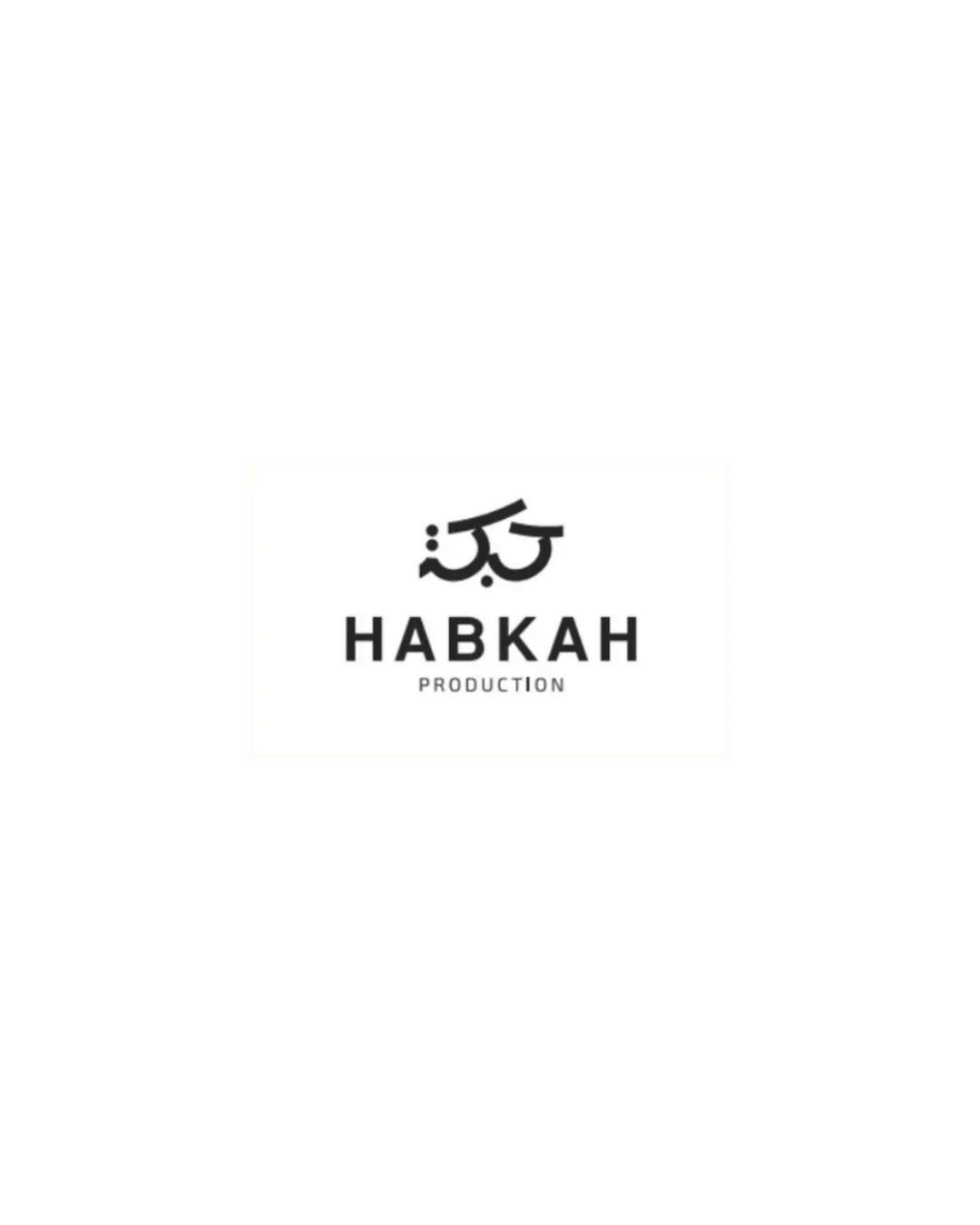 Logo for HABKAH Production with Arabic script and black and white color scheme.