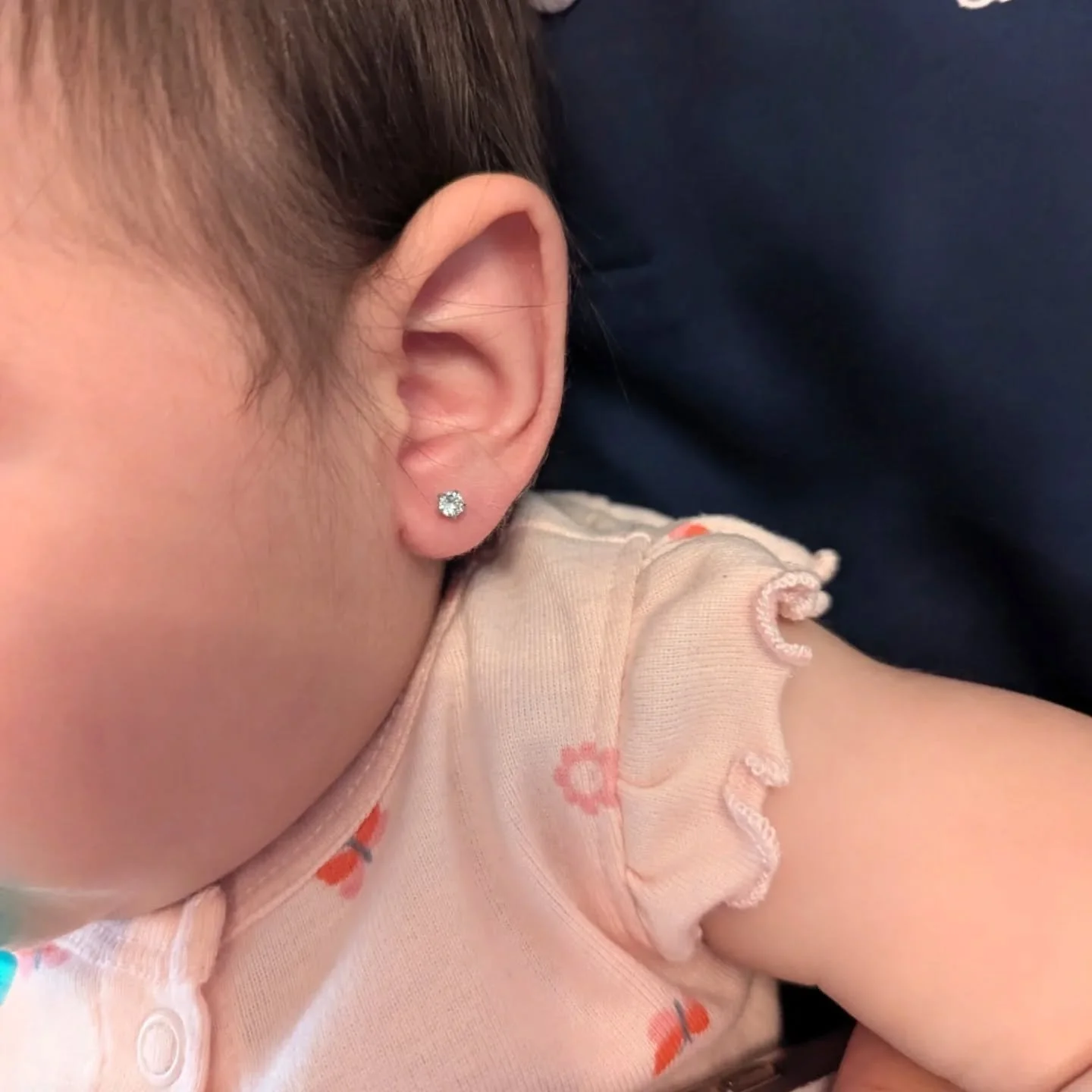 It is so nice having a job where I can exercise my perfectionism in a positive way that matters! Check out these cute babies and their new piercings, placed in the aesthetically proper place on the earlobes. I never want to pierce too low on the lobe