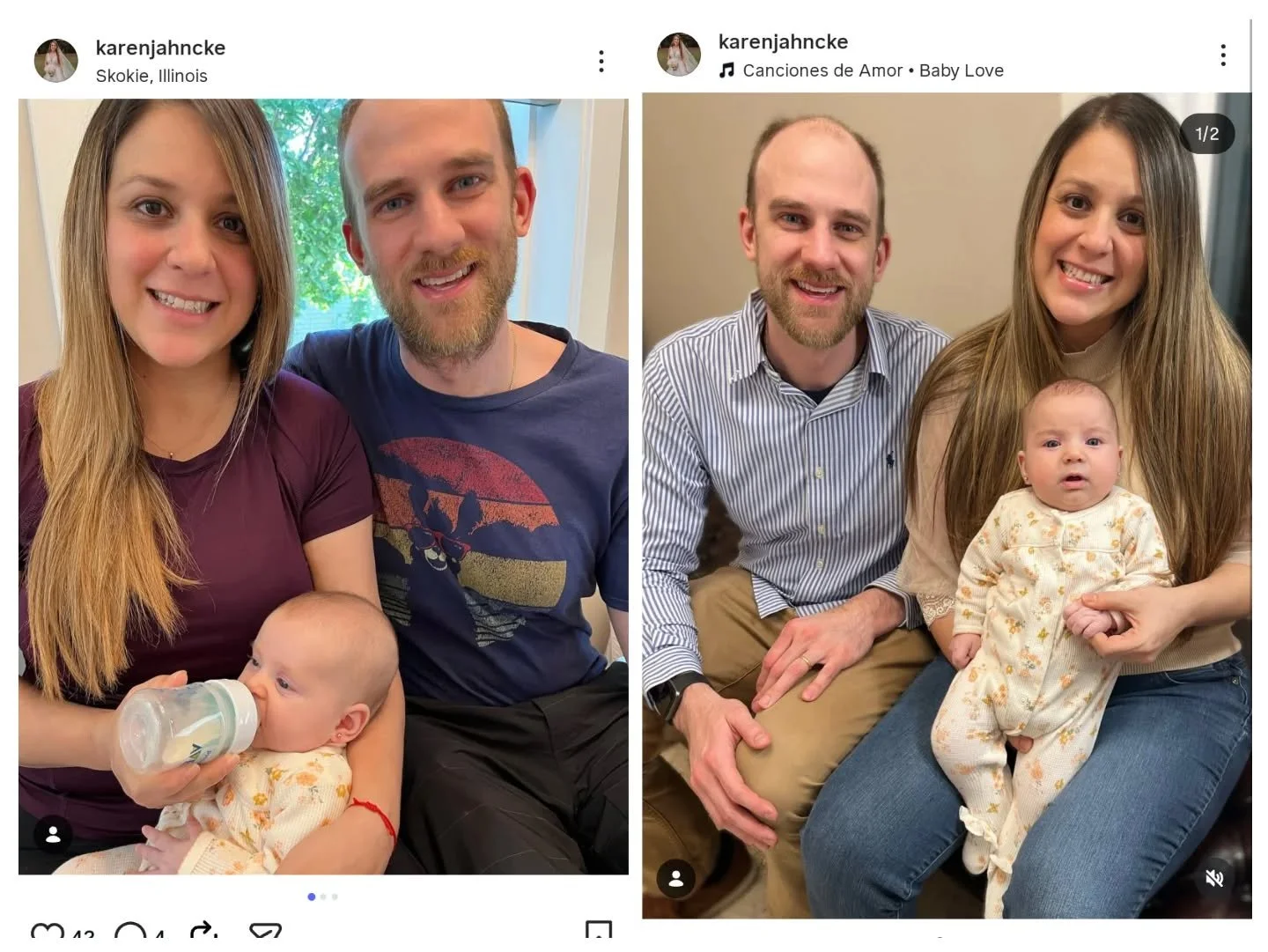 You aren't seeing double! Two years ago @karenjahncke brought her beautiful baby Luz Maria to me for piercing (pic on the left), and last night I had the pleasure of seeing her again to pierce her new daughter Ana Paz (on the right!)! I love the rela