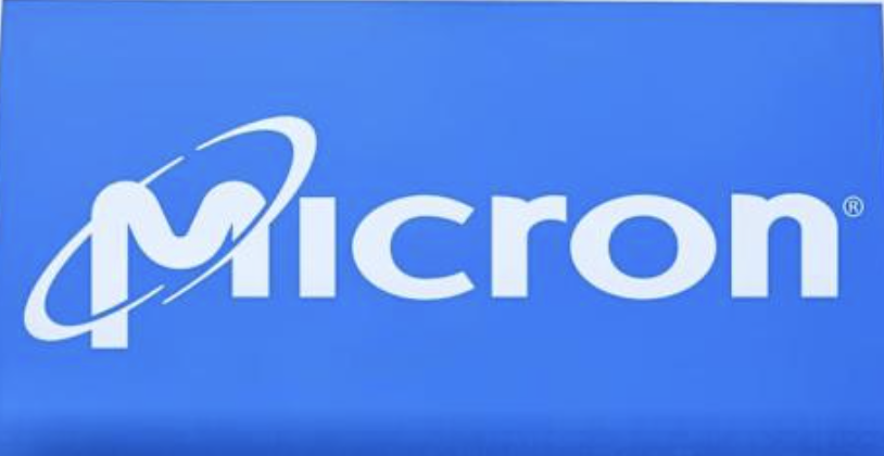 Micron logo on a blue background