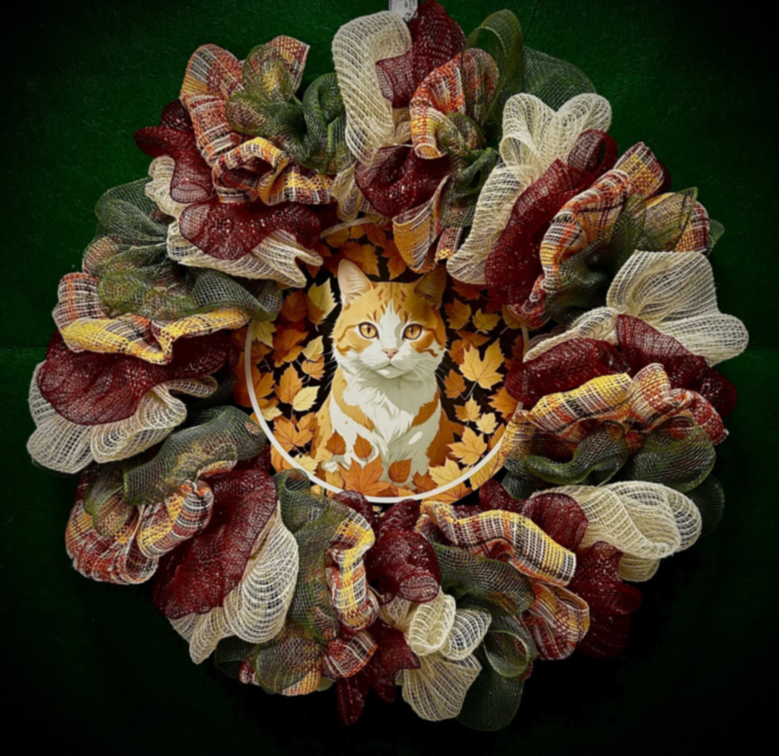 Lighted Orange Fall Cath Wreath