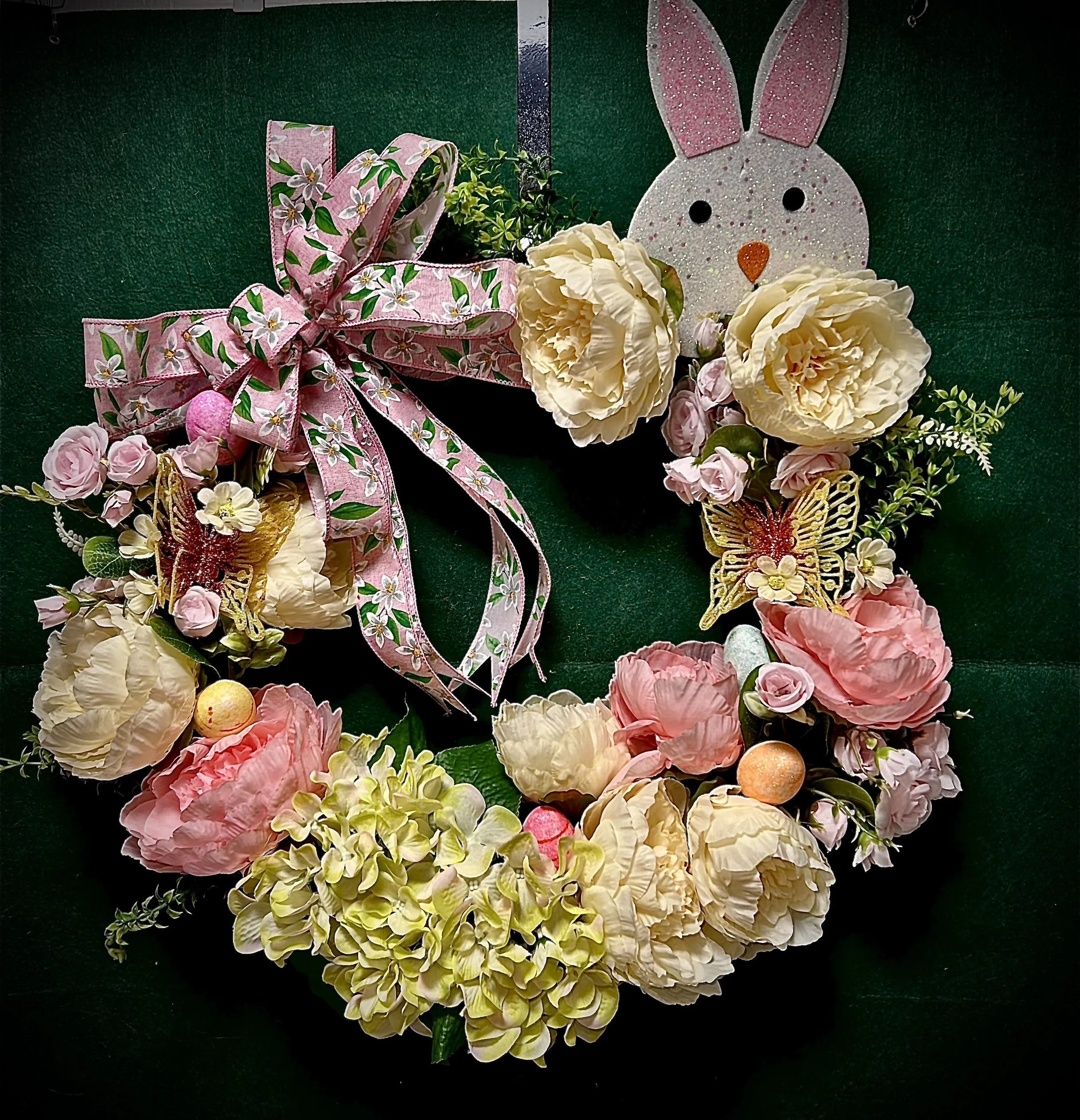 Pink Easter Wreath with Bunny