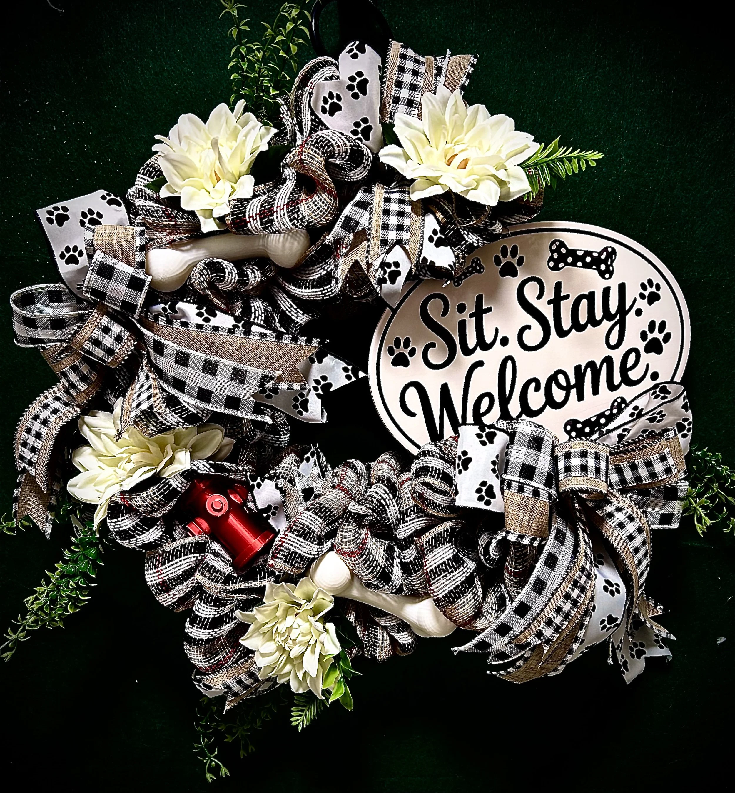 'Sit, Stay, Welcome' Dog-Themed Wreath