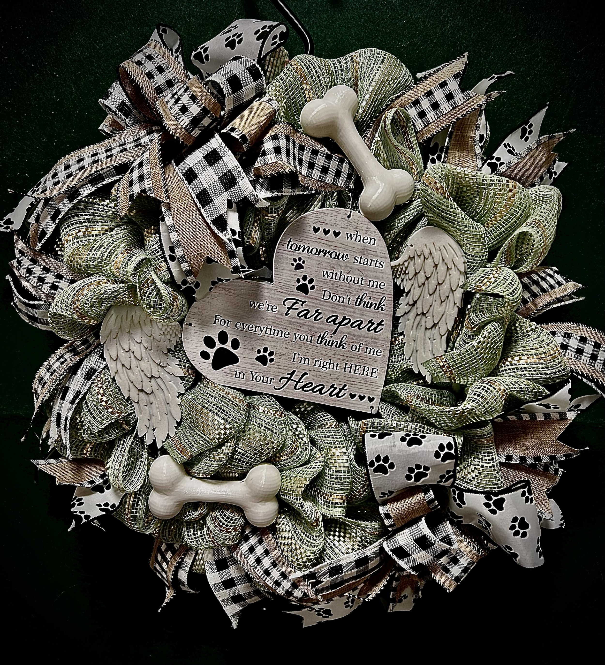 Dog Memorial Wreath with Angel Wings